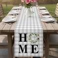 thumbnail image 4 of Rustic Home Table Runner - 70 Inch Long Eucalyptus Leaves Farmhouse Wreath Plaid Cotton and Linen Blended Dress Scarves Farmhouse Table Runner for Kitchen Dining, Coffee Table, 13" x 70", 4 of 8