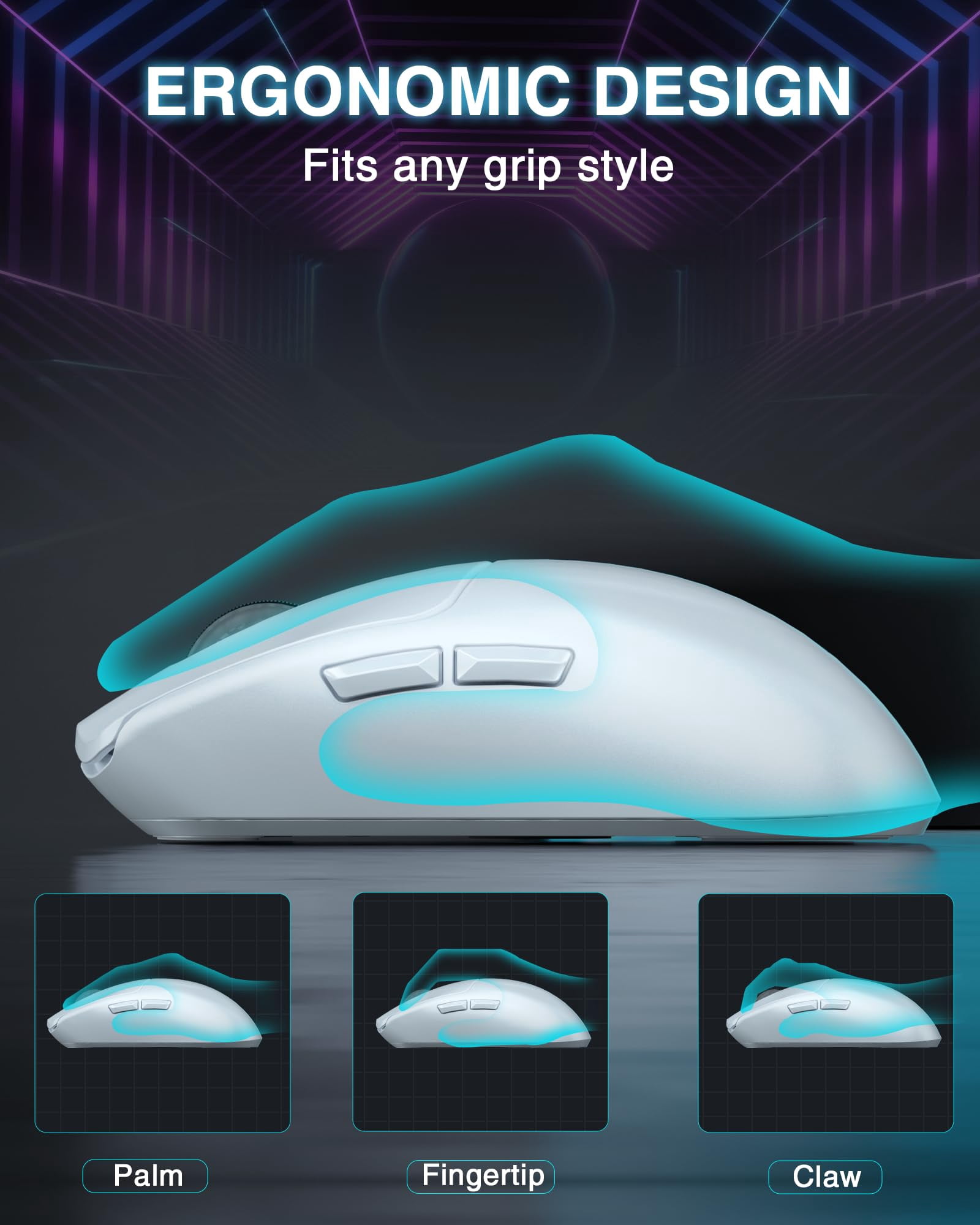 Sc580 Wireless Gaming Mouse  Tri-mode 2.4g/bt5.0/usb-c 12000 Dpi Rechargeable With 6 Buttons Computer For Laptop/pc/mac/tablet