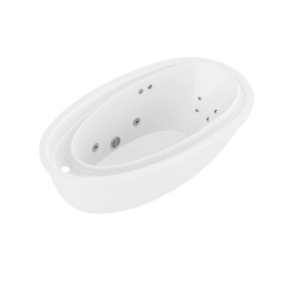 ANZZI Jetted Whirlpool Bathtub Drain Leni, Freestanding Soaking Tub with Reversible 5.9 ft. White