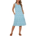 thumbnail image 2 of VESTIDO SIN MANGAS BOHO IKAT INSPIRADOR DE MUJER CON BOLSILLOS AZUL VERDE MIDI PARA EL DÍA DE LAS MADRES, 2 of 6
