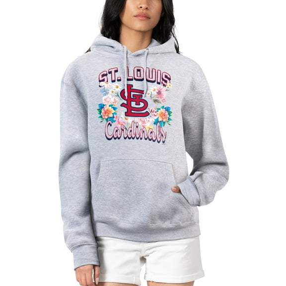 Women's G-III 4Her by Carl Banks Heather Gray St. Louis Cardinals Flowers Graphic Pullover Hoodie