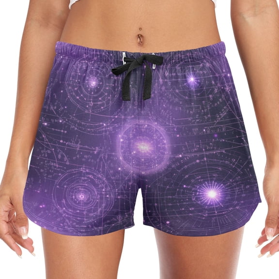 Women's Soft Sleep Shorts Relaxed Fit Lounge Pajama Bottoms Shorts for Women Pajama for Home and Comfort Purple Pattern Background