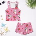 thumbnail image 4 of POLERO Girls Tankini Swimsuit Two Piece with Shorts Boyshort Rabbit Strawberry Print Quick Dry Breathable Summer Pool Wear, 4 of 7