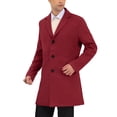 thumbnail image 4 of INSPIRE CHIC Men's Trench Coat Slim Fit Single Breasted Warm Long Overcoat L Burgundy, 4 of 7
