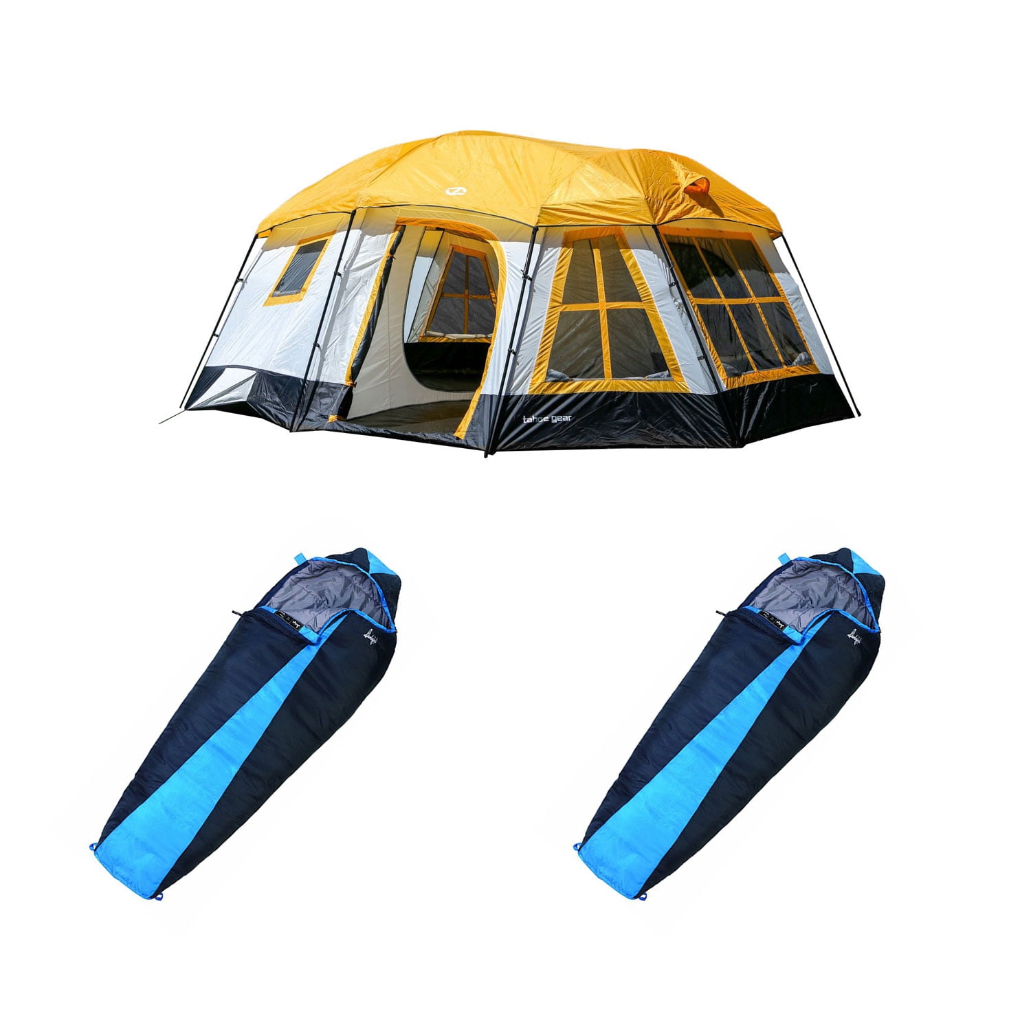 Tahoe Gear Ozark 16Person Cabin Tent + Slumberjack Mummy Sleeping Bag (2 Pack)