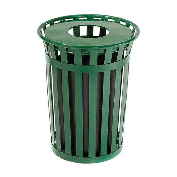 Global Industrial 36 Gallon Outdoor Metal Waste Receptacle, Green