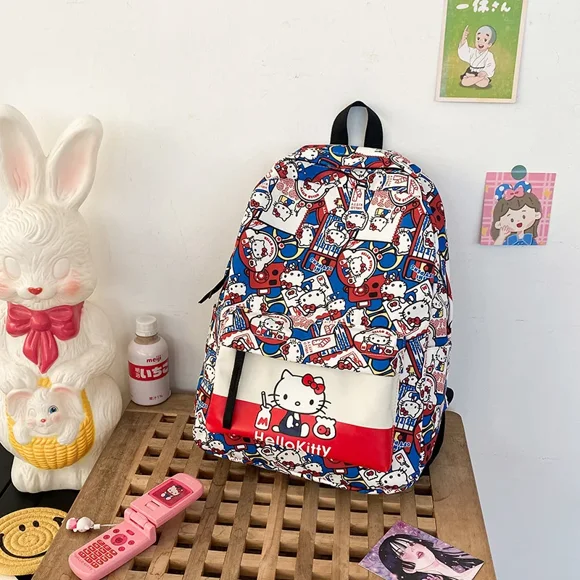 Sanrio school bag large capacity student backpack Hello Kitty school bag girls school bag protects cervical vertebra cute