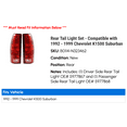 thumbnail image 2 of Rear Tail Light Set - Compatible with 1992 - 1999 Chevy K1500 Suburban 1993 1994 1995 1996 1997 1998, 2 of 2