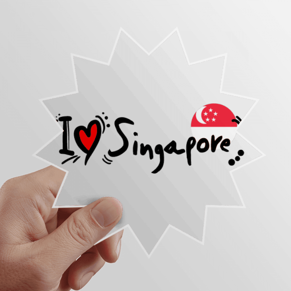 I Love Singapore Word Flag Love Heart Illustration Sun Vinyl Sticker Luggage Graffiti Flower Decal