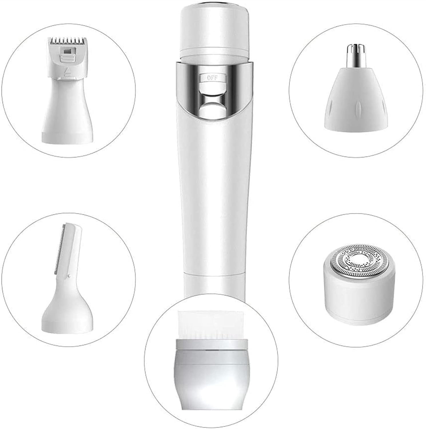 5 in 1 Women Electric Epilator Rechargeable Waterproof Razor Painless Epilator Body Hair Remover Nose Hair Beard Bikini Trimmer Face Facial