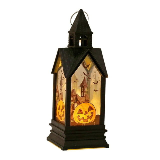 Lámpara de mesa retro decorativa con luz de vela LED para Halloween calabaza