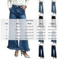 thumbnail image 3 of Womens Casual Lace Trim Loose Straight Leg Jeans High Waisted Denim Pants Wide Leg Full Length Everyday Style, Blue-L, 3 of 5