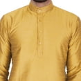 thumbnail image 4 of SKAVIJ Art Silk Kurta Pajama Set for Men Indian Wedding Party Wear Dress (Medium, Gold), 4 of 6