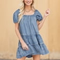 thumbnail image 2 of OVINYER Dress Women Loose Cake Short Sleeve Denim Dress Lightweight Soft Breathable, 2 of 6