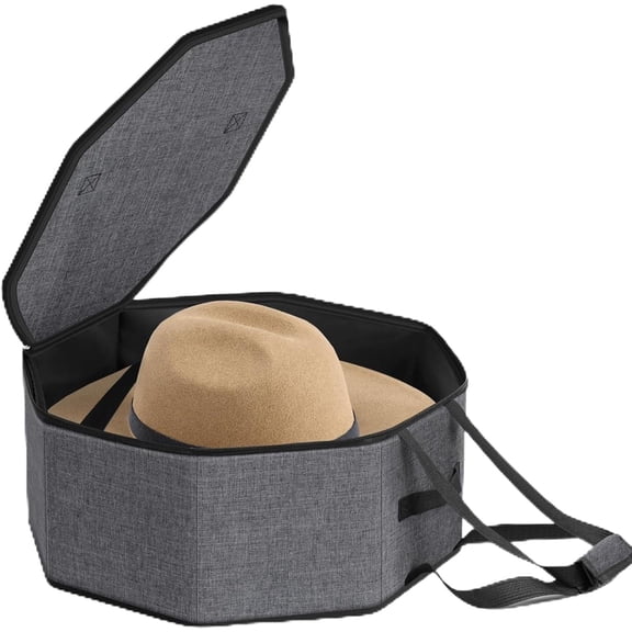 Hat Storage Box for Women & Men, Cowboy Hat Box for Travel, Hat Bag Hat Case with Handles, Hat Box for Women Storage and Large Cap Bag for Men Carry (Black)