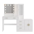 thumbnail image 5 of IVV LED Dressing Table with Charging Station, 3 Colors Lighting Modes with Adjustable Brightness, Cosmetic Dressing Table with Mirror, 5 Drawers and Storage Cabinet for Bedroom, White, 5 of 7