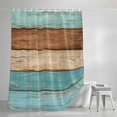 thumbnail image 3 of Shower Curtains for Bathroom, Farmhouse Aqua Brown Waterproof Fabric Shower Curtain, Vintage Wooden Striped Decorative Bathroom Curtain for Bathtub, 36"x72", No Hooks Included, 3 of 9