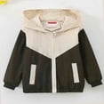 thumbnail image 4 of Afuyipoi Boys Lightweight Jacket (1-9) Color-Block Zippered Hooded Spring Fall Outerwear Army Green Size 2T, 4 of 7