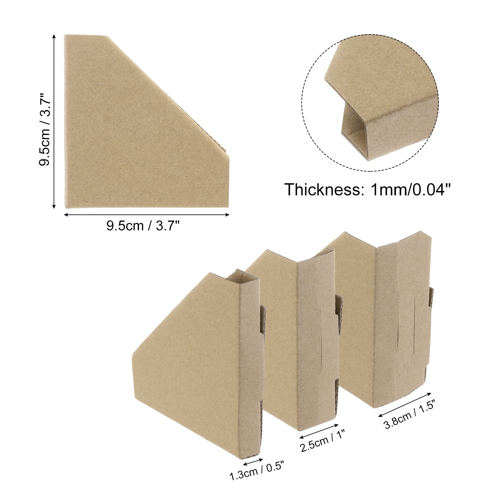 Uxcell 60 Pack Adjustable Cardboard Corner Protector, Cardboard Edges Protector 9.5x9.5cm Fits 0.5, 1 and 1.5 Inch Brown
