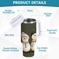 thumbnail image 2 of Yayeee 30oz Stainless Steel Tumbler with Straw and Handle Double-Wall Insulated Travel Water Bottle, Beige Snowmen, 2 of 8