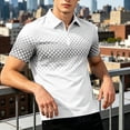 thumbnail image 3 of FRSASU Polo Shirts for Men Loose Fit Short Sleeve Contrast Color Print Quarter-Zip Golf Shirt Summer Spring Casual Tops White, 3 of 6