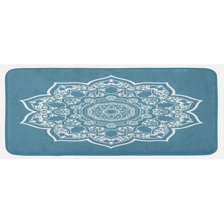 

Lotus Kitchen Mat Cultural Universe Floral Mandala with Lace Effects Boho Motif Plush Decorative Kitchen Mat with Non Slip Backing 47 X 19 Slate Blue White by Ambesonne