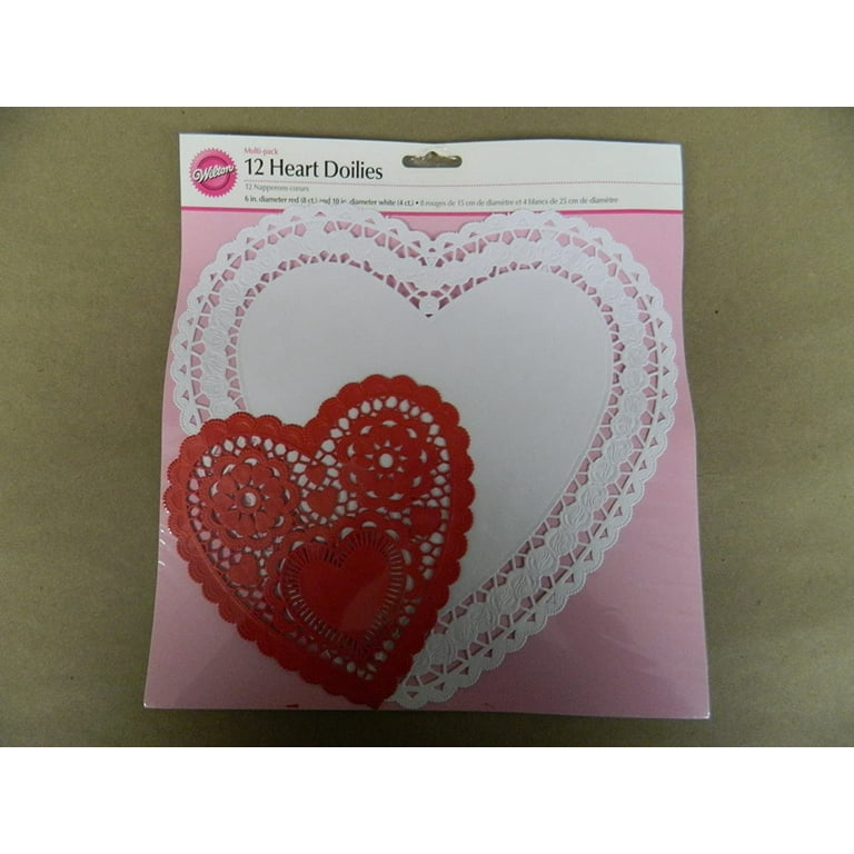 Wilton 12 Pack Heart Doilies 4 White 10 Inch 8 Red 6 Inch 