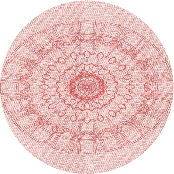 Ahgly Company Indoor Round Patterned Pastel Red Pink Area Rugs, 3' Round