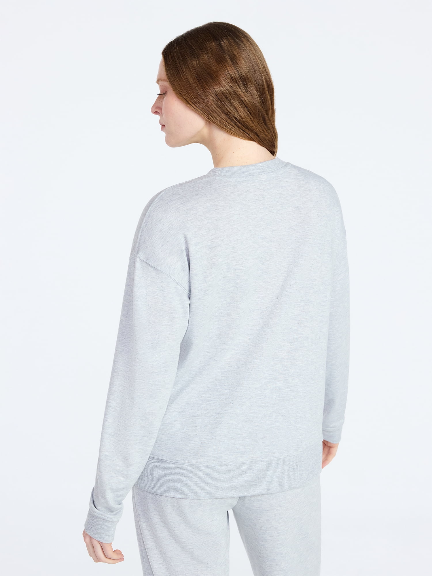 Joyspun Women's French Terry Knit Bridal Sleep Top with Long Sleeves, Sizes XS-3X