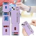 thumbnail image 3 of iPhone 15 Case with Card Holder for Women, iPhone 15 Phone Case Wallet with Strap Credit Card Slots Crossbody with Kickstand Zipper Case for iPhone15 - Purple, 3 of 14