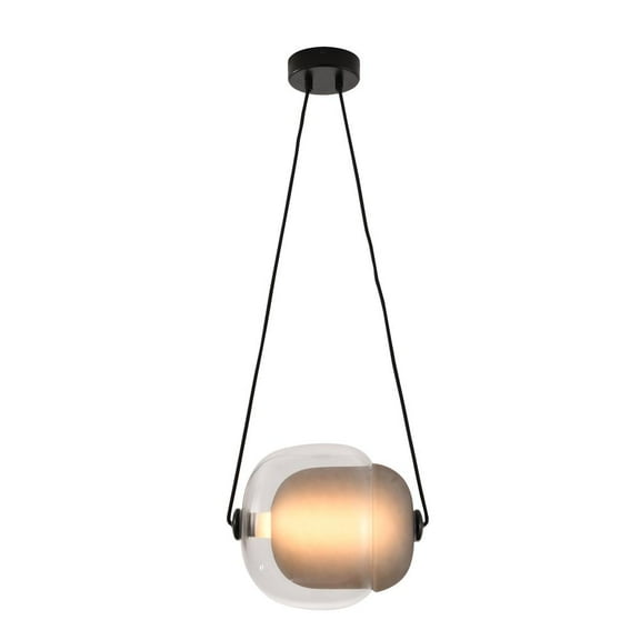 Bethel International LED Pendant Smoke & Clear & Black Metal & Glass