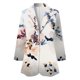 thumbnail image 2 of Sacos y Chaquetas de traje Abrigo de traje de manga larga con cuello estampado de flores y ajuste versátil estilo informal de otoño e invierno para mujer,blazer moda（Beige， L), 2 of 5