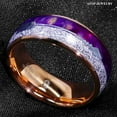 thumbnail image 3 of Tungsten Rings for Men Wedding Bands for Him Womens Wedding Bands for Her 8mm Rose Gold Purple Agate Meteorite Arrow, 3 of 7