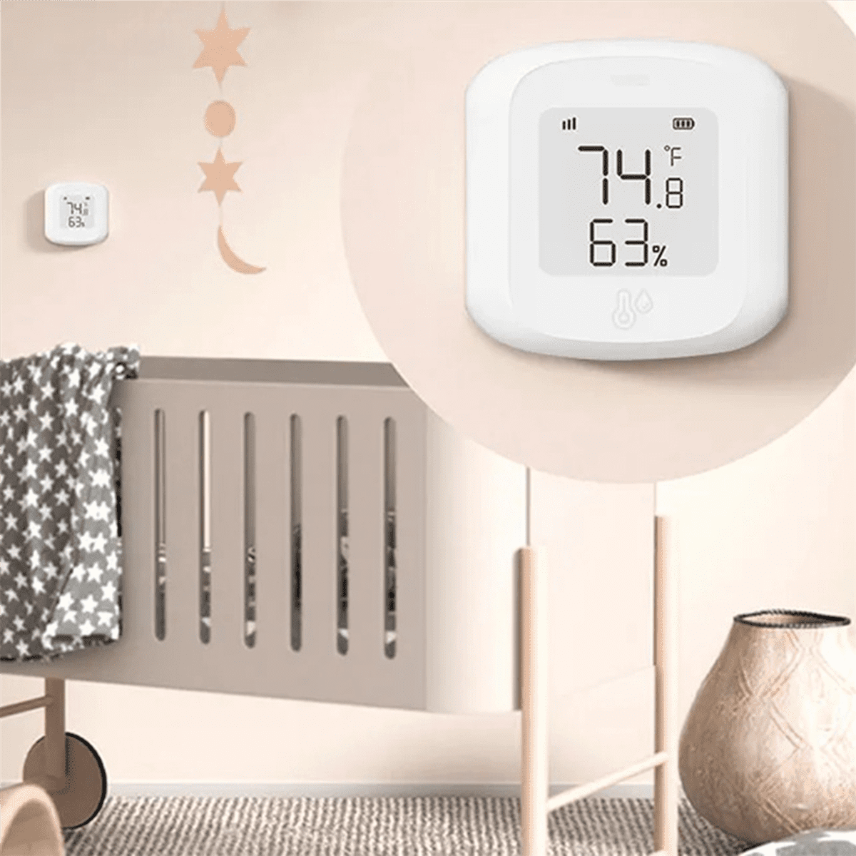 2X Tuya Smart Zigbee LCD Temperature and Humidity Sensor Wireless Detector Intelligent Linkage Support Home,2 x Temperature humidity sensor,White