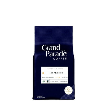 Grand Parade Coffee, Organic Italian Espresso, Medium Dark Roast, Whole Bean Coffee, 12 oz