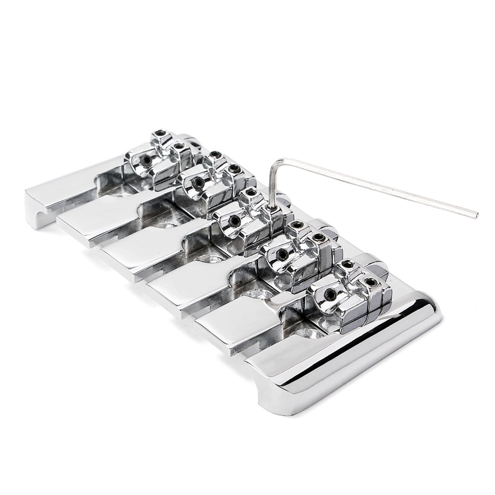 OUNONA Banqiao Guitar Bridge for 5 String Ukulele Silver Metal Vintage Look Easy to Mount