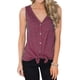 thumbnail image 3 of Qarigey Chaleco con cuello en V sin mangas con lazo delantero camiseta mujer verano botón Prendas para la parte del cuerpo Vino rojo S, 3 of 6
