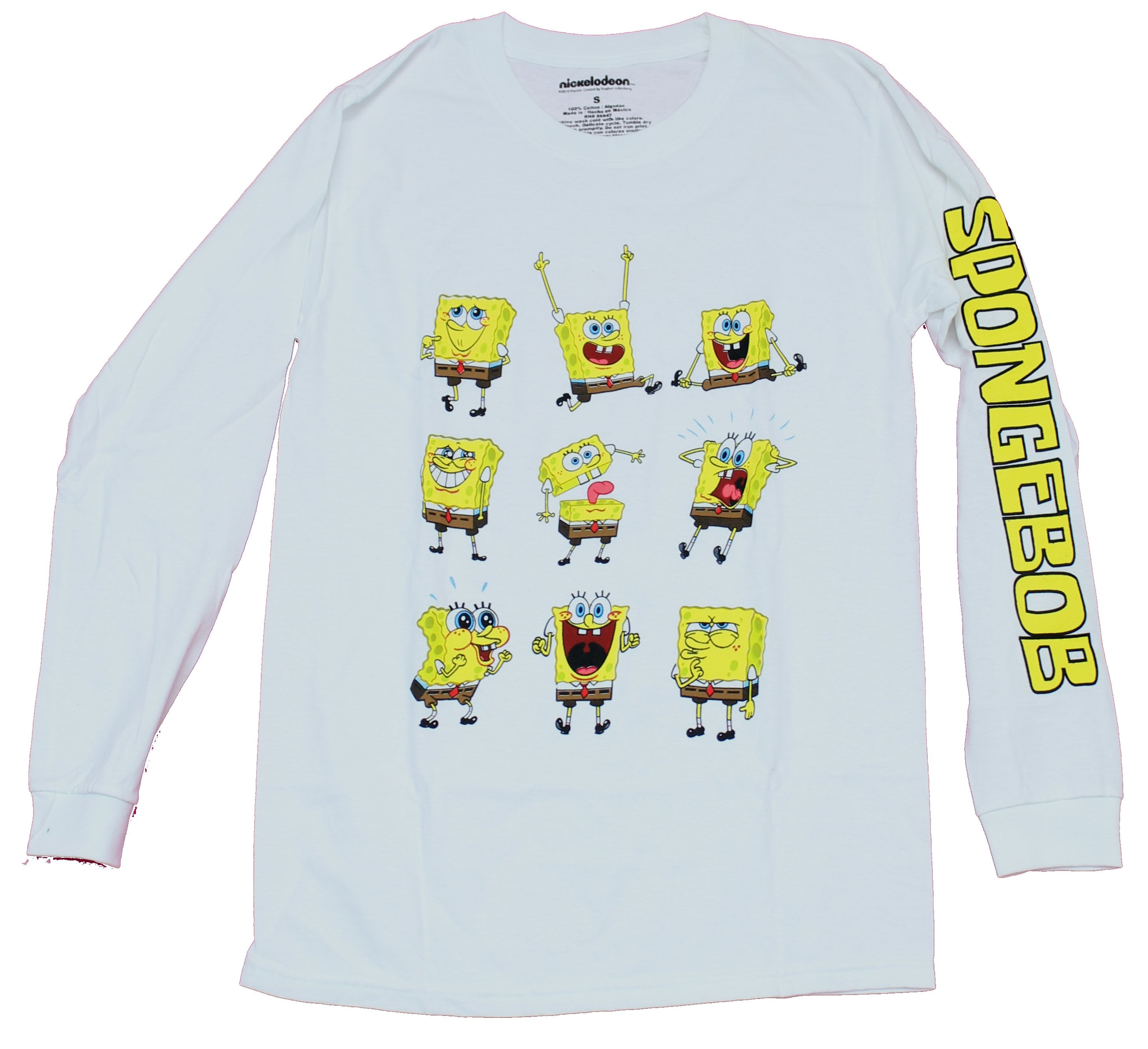 labyrint fremsætte I nåde af Spongebob Squarepants Mens Long Sleeve T-Shirt - Many Faces Word Sleeve  (Medium) - Walmart.com