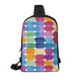 thumbnail image 3 of Chest Bag Dual Pocket 11.8×7.7×2.4in Waterproof Double-Pocket Large Capacity With No Inner Pouch Pockets And Double Drawstrings Aliceblue Colorful Houndstooth Hand-Drawn Sketch_1, 3 of 8