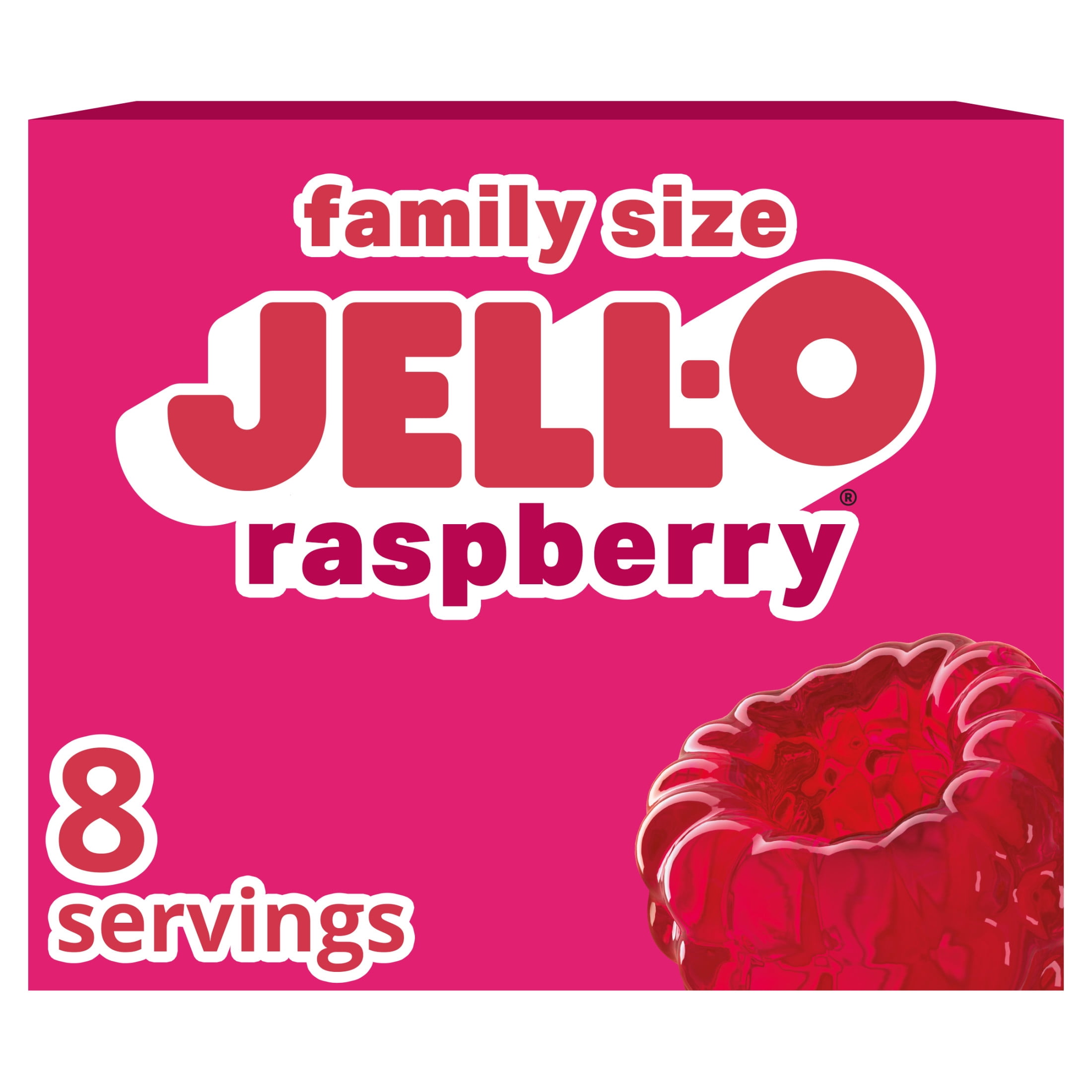 Jell-O Raspberry Gelatin Dessert Mix, Family Size, 6 oz Box