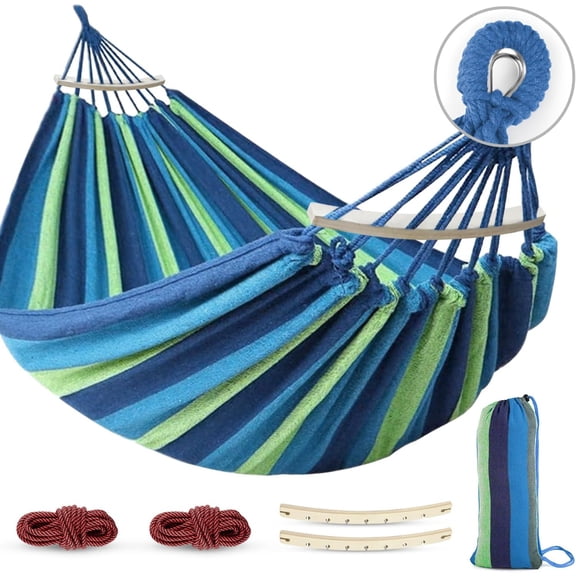80.7"L X 61" Hammocks Portable Camping Hammock with Two Anti Roll Balance Beam and Sturdy Tree Straps for Camping, Patio, Backyard, Outdoor