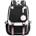 thumbnail image 4 of Mochila para niñas adolescentes Mochila para estudiantes de secundaria Mochila para exteriores con puerto de carga USB (21 litros, blanco negro), 4 of 5