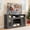 Black, variant on CKEASEAN Traditional American Country Style TV Stand with Glass Door, 58" Large Entertainment Center with Open Shelves, Large Home Entertainment Console Table for TV Up to 65'', Rack for Living Room