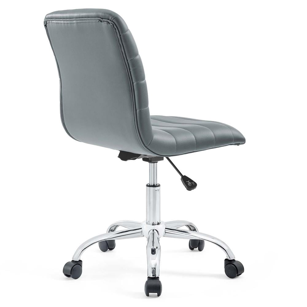 Modway Ripple Modern Vinyl Armless Mid Back Office Chair in Gray