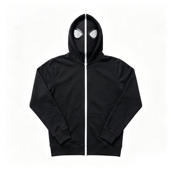 Spider Cosplay Hoodie Full Zip Mask Sweatshirt Superhero Costume Jacket Web Print Streetwear for Holiday Party Fans