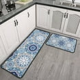 thumbnail image 2 of Blue Ethnic Mandala Pattern Kitchen Rugs Sets Of 2,Anti Fatigue Kitchen Mat Rugs Non Slip Washable,Decorative Kitchen Floor Mats for Kitchen,Sink,Laundry,17"X30"+17"X47", 2 of 7
