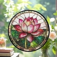 thumbnail image 2 of Stained Glass Window Hanging - Red Lotus Green Leaf Suncatcher for Doors Window Home Sun Catchers Decor Christmas Mother's Day July Birthday Gifts for Teacher Women Men Mom Nana,, 2 of 6