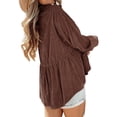 thumbnail image 3 of Women Long Sleeve Corduroy Peplum Shacket Jacket Button Down Babydoll Shirts Oversized Casual Blouses Tops, 3 of 6