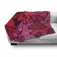 thumbnail image 3 of Abstract Soft Flannel Fleece Throw Blanket, Stained Glass Style Geometric Tile Composition with Vibrant Red and Pink Shades, Cozy Plush for Indoor and Outdoor Use, 50" x 70", Multicolor, by Ambesonne, 3 of 6