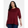 thumbnail image 5 of Time and Tru Women's French Terry Tunic Top with Long Sleeves, Sizes XS-XXXL, 5 of 6